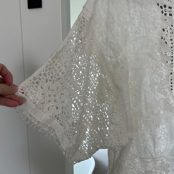 Democracy White Crochet Lace Peasant Blouse - Picture 3 of 5